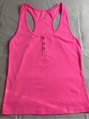 Lily Pulitzer Hot Pink Racerback Henley Tank Top